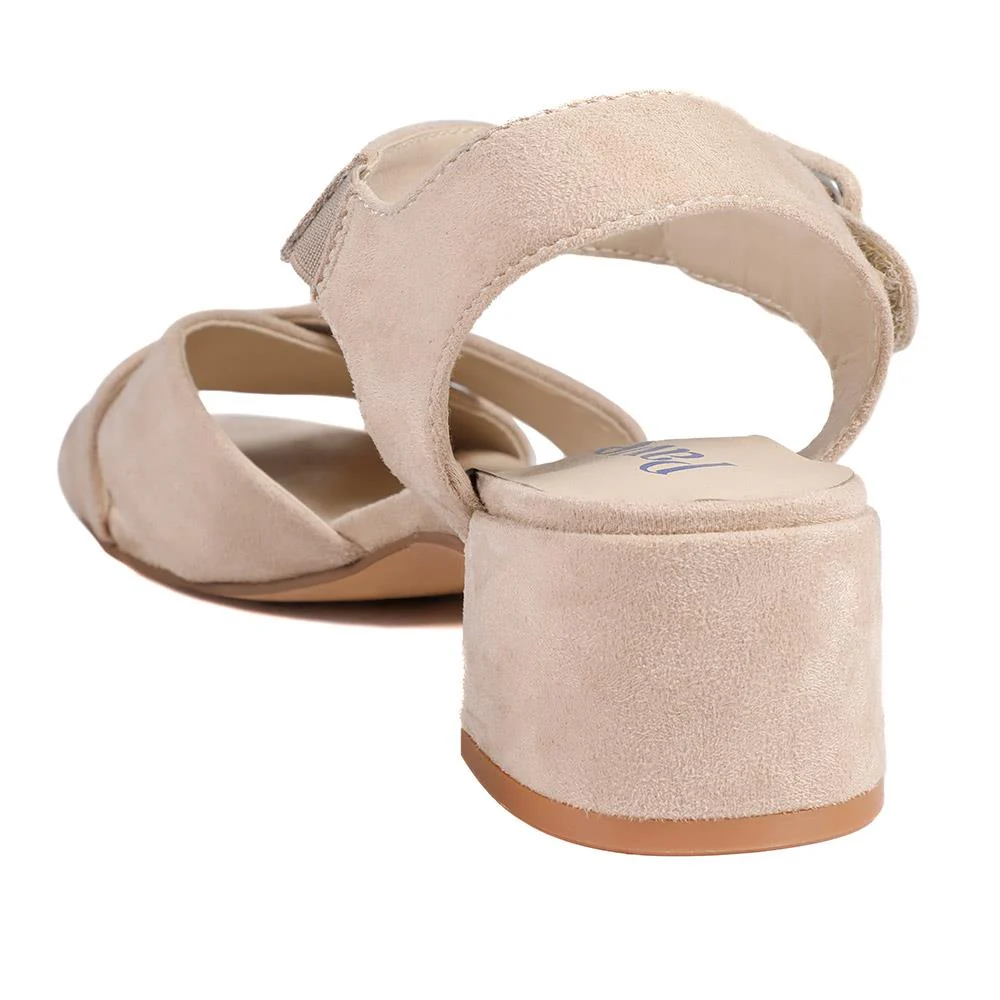 Elegant Block Heeled Sandals - WBINS41053 / 327 111 - Beige - Image 5