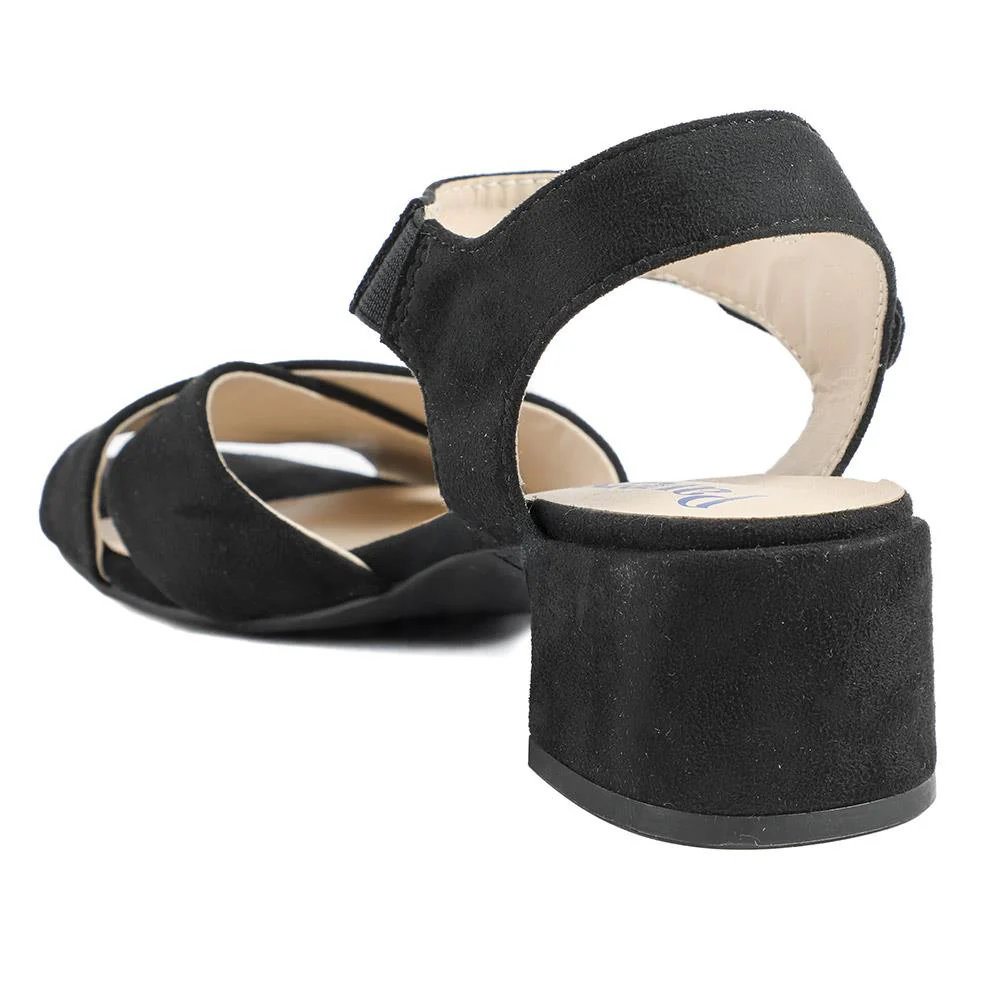 Elegant Block Heeled Sandals - WBINS41053 / 327 111 - Black - Image 4