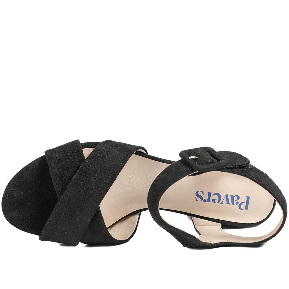 Elegant Block Heeled Sandals - WBINS41053 / 327 111 - Black - Image 5