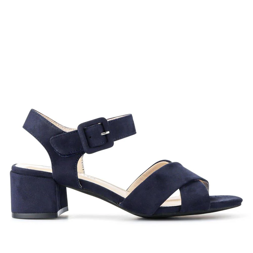 Elegant Block Heeled Sandals - WBINS41053 / 327 111 - Navy - Image 3