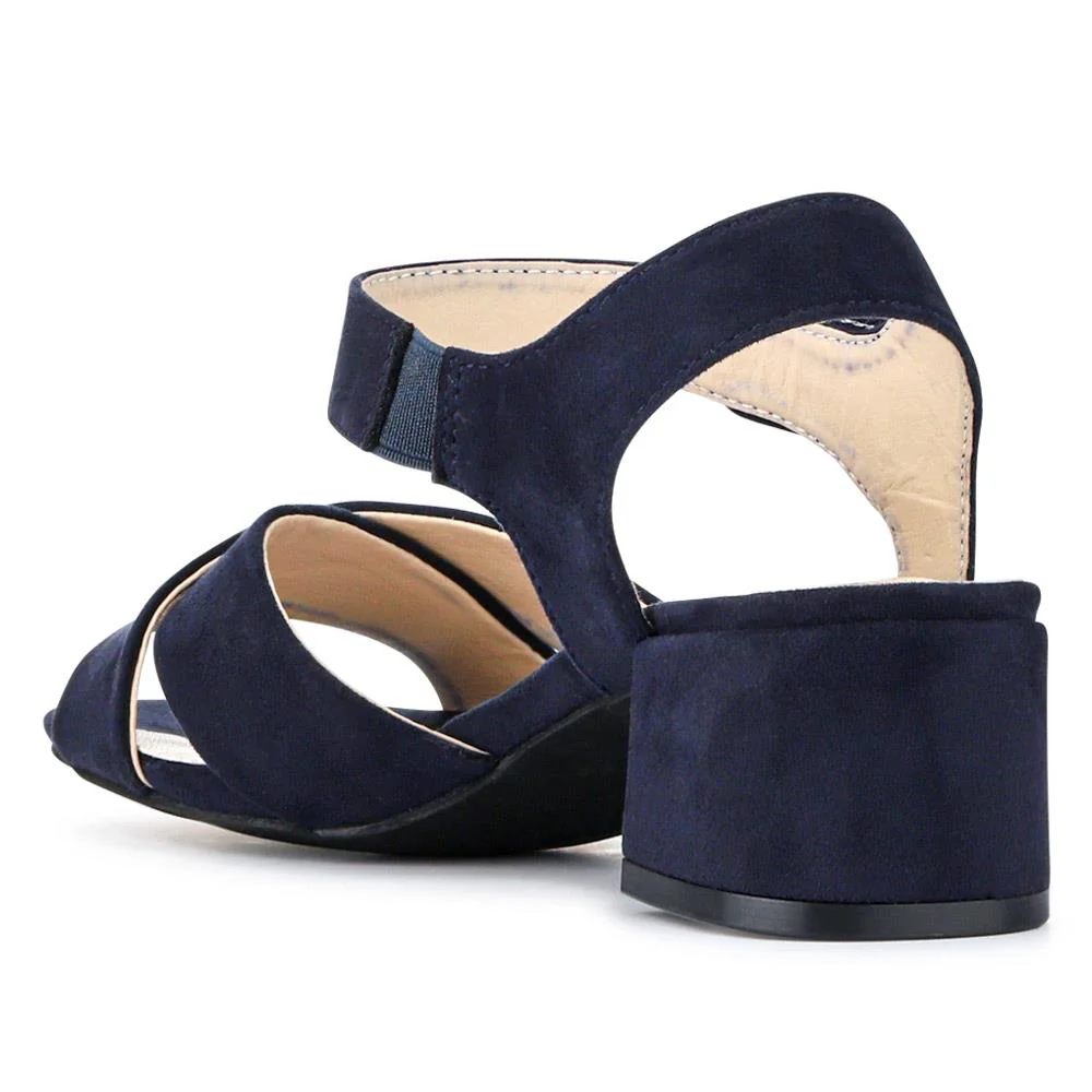 Elegant Block Heeled Sandals - WBINS41053 / 327 111 - Navy - Image 4