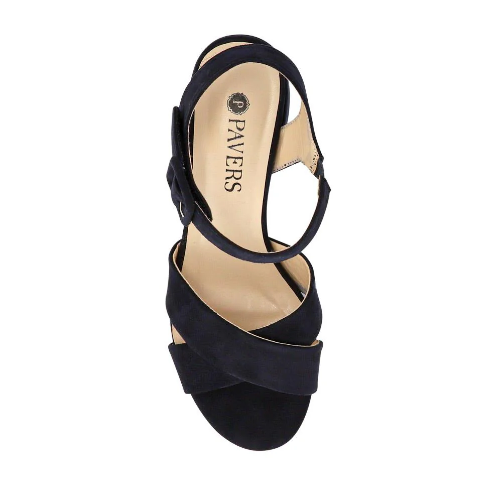 Elegant Block Heeled Sandals - WBINS41053 / 327 111 - Navy - Image 5