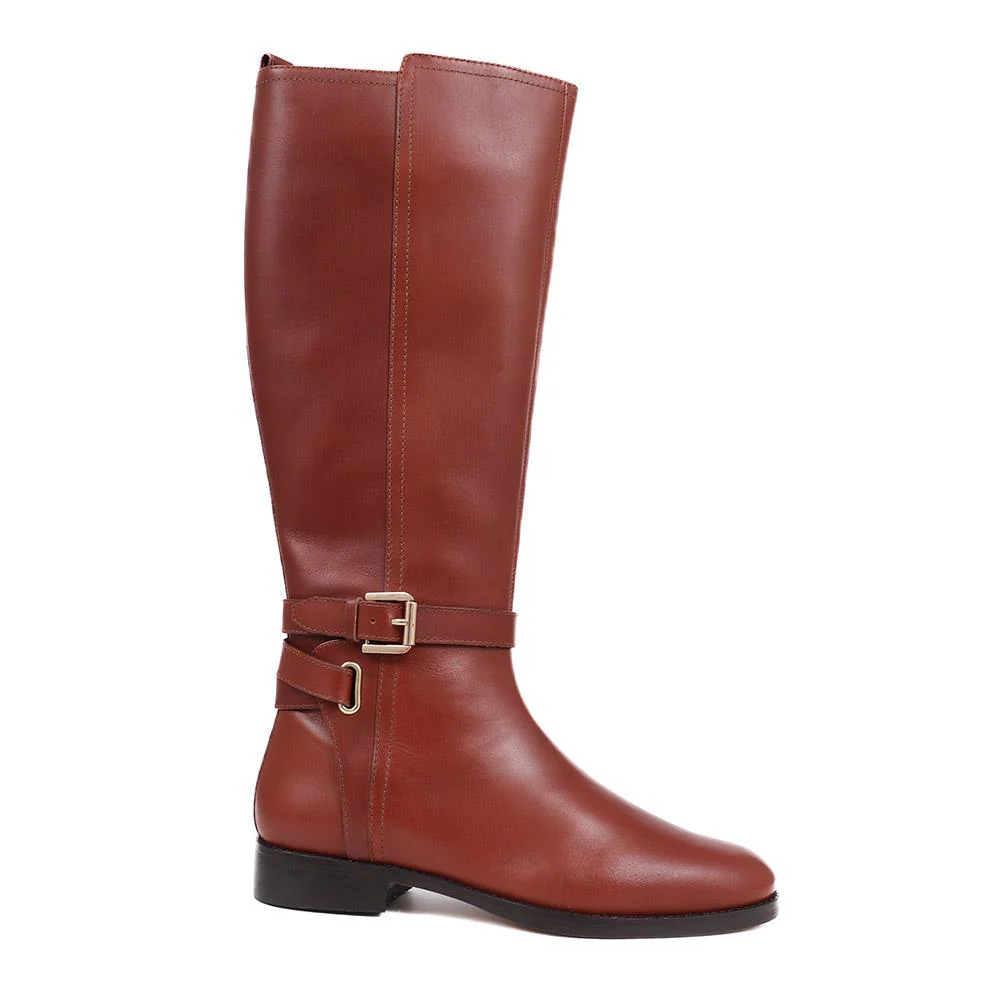 Emaline Leather Long Boots - EMALINE / 325 902 - Tan - Image 2