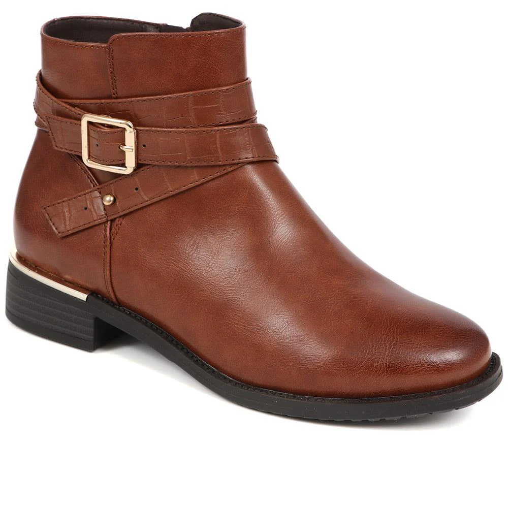 Embellished Ankle Boots - WOIL40048 / 326 046 - Tan