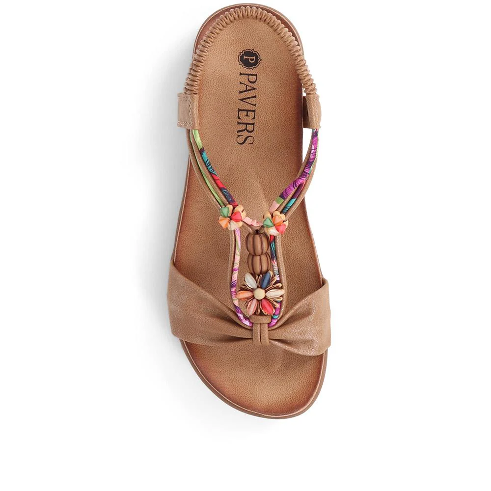 Embellished Flat Sandals - BAIZH37051 / 323 374 - Brown - Image 4