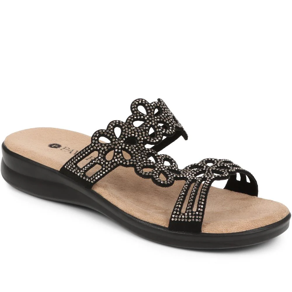 Embellished Floral Mules - POLY39025 / 325 441 - Black