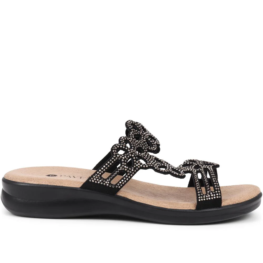 Embellished Floral Mules - POLY39025 / 325 441 - Black - Image 2