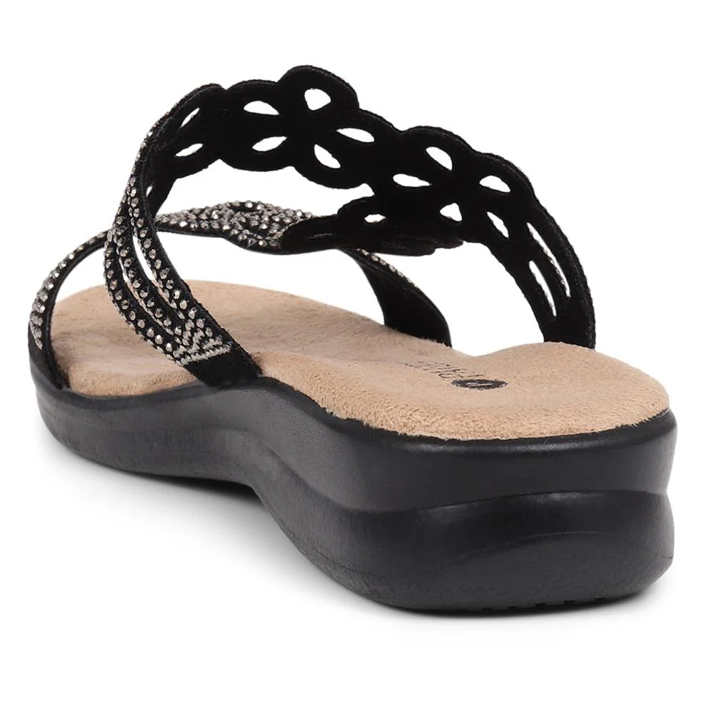 Embellished Floral Mules - POLY39025 / 325 441 - Black - Image 3