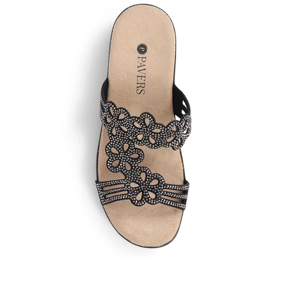 Embellished Floral Mules - POLY39025 / 325 441 - Black - Image 5