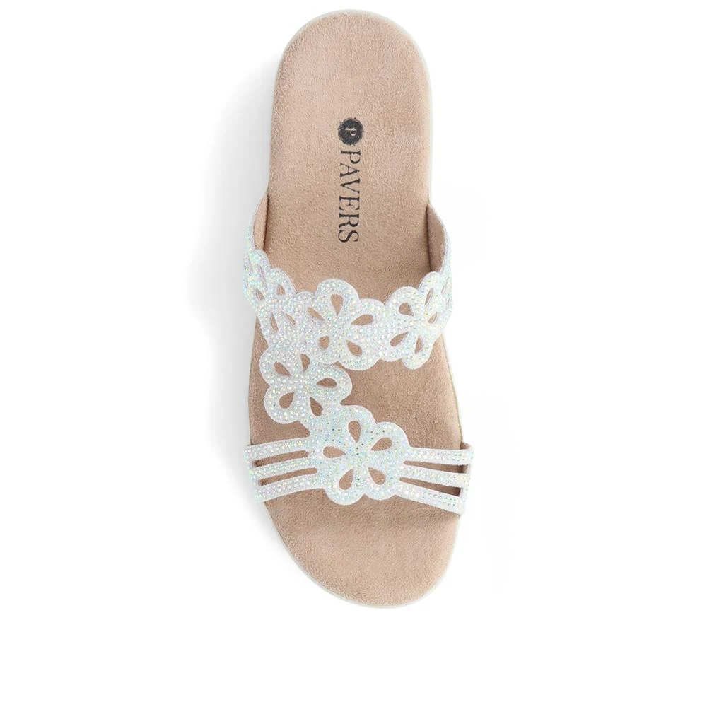 Embellished Floral Mules - POLY39025 / 325 441 - Light Grey - Image 5