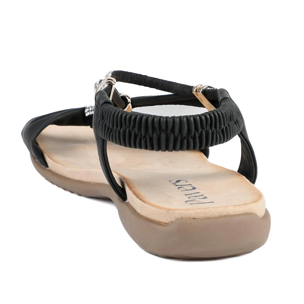 Embellished Knot Detail Elasticated Sandals - BAIZH43018 / 329 162 - Black - Image 3