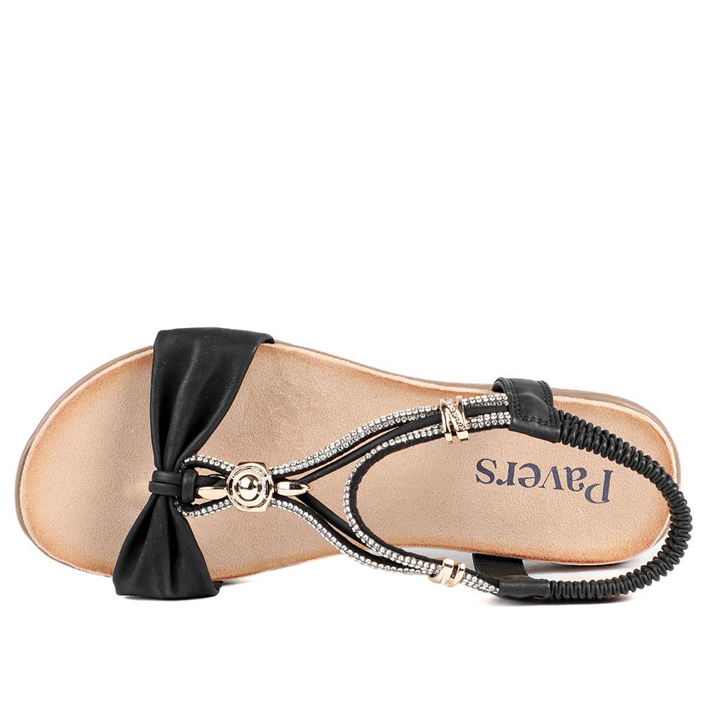 Embellished Knot Detail Elasticated Sandals - BAIZH43018 / 329 162 - Black - Image 4