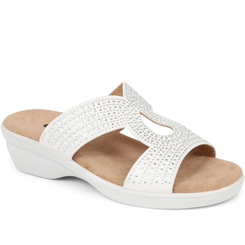 Embellished Mules Sandals - POLY39023 / 325 444 - White