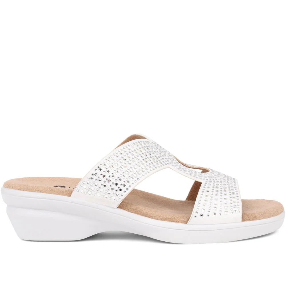 Embellished Mules Sandals - POLY39023 / 325 444 - White - Image 2