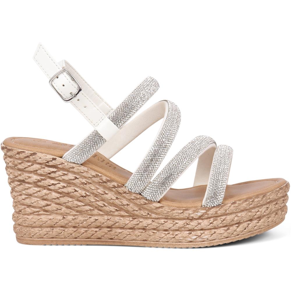 Embellished Platform Espadrilles - CLUBS39007 / 325 320 - Silver - Image 2