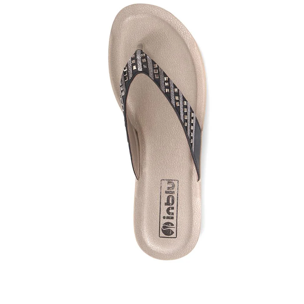 Embellished Platform Toe Post Sandals - INB35003 / 321 609 - Black - Image 4