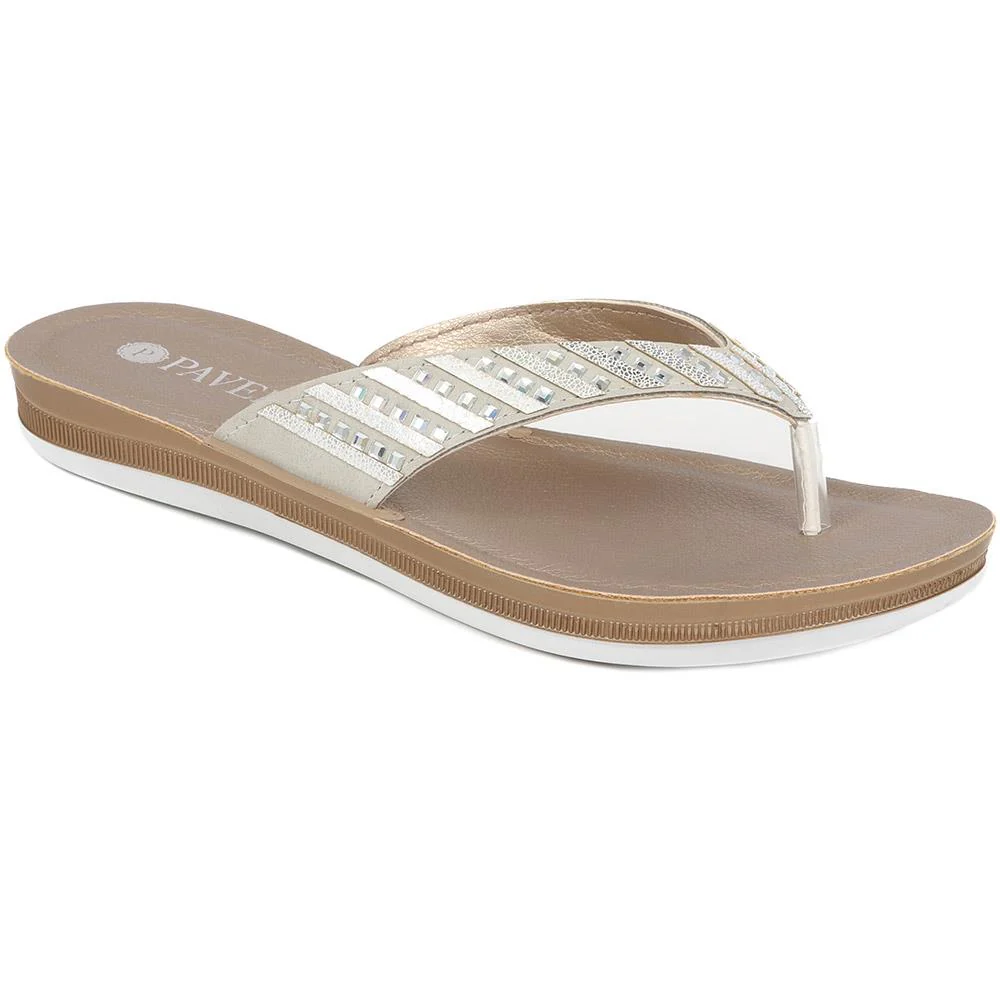 Embellished Platform Toe Post Sandals - INB35003 / 321 609 - Silver