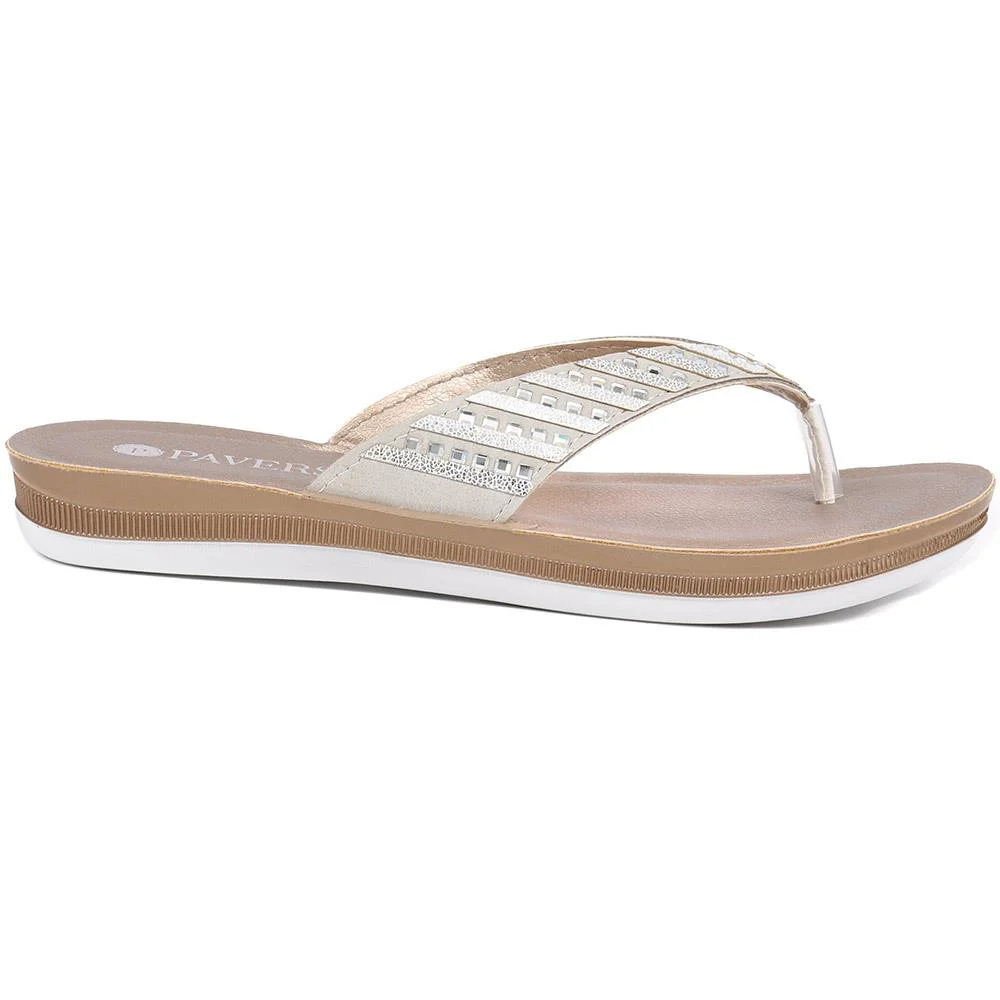 Embellished Platform Toe Post Sandals - INB35003 / 321 609 - Silver - Image 2