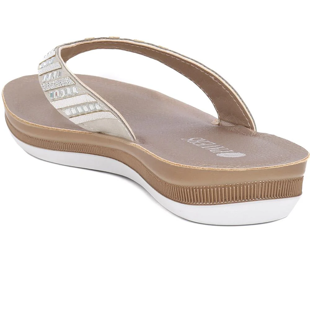 Embellished Platform Toe Post Sandals - INB35003 / 321 609 - Silver - Image 3