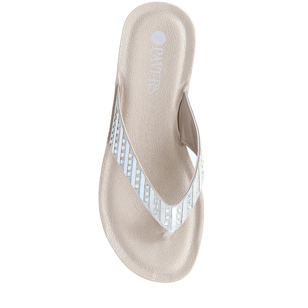 Embellished Platform Toe Post Sandals - INB35003 / 321 609 - Silver - Image 5