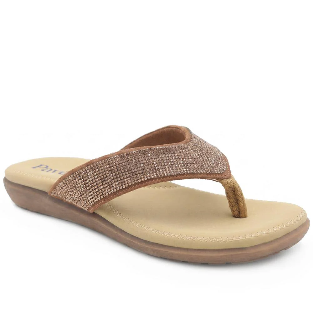 Embellished Toe Post Sandals - BAIZH39079 / 325 558 - Bronze