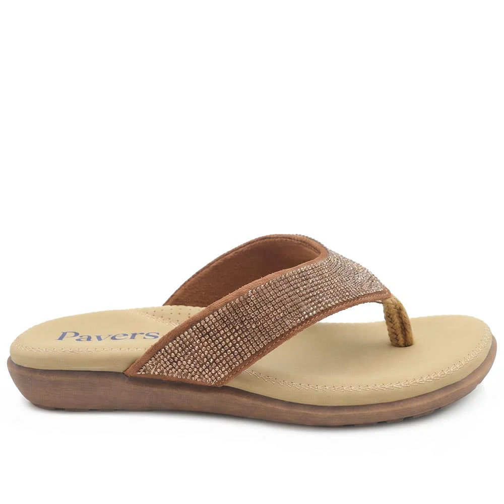 Embellished Toe Post Sandals - BAIZH39079 / 325 558 - Bronze - Image 3