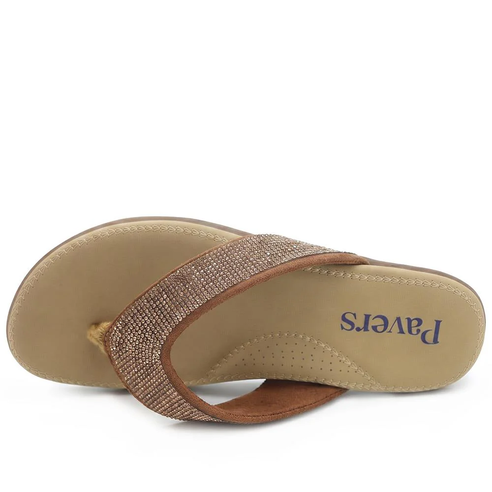 Embellished Toe Post Sandals - BAIZH39079 / 325 558 - Bronze - Image 5