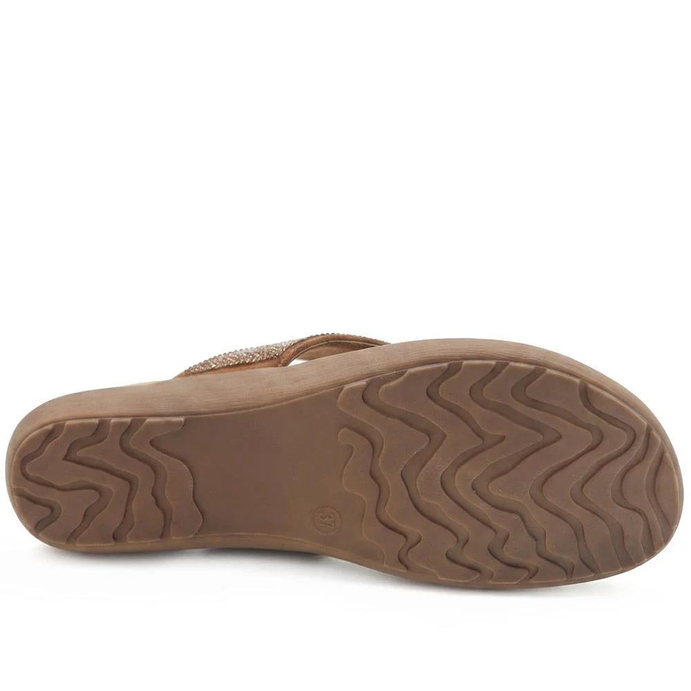 Embellished Toe Post Sandals - BAIZH39079 / 325 558 - Bronze - Image 6