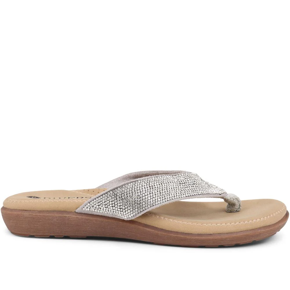 Embellished Toe Post Sandals - BAIZH39079 / 325 558 - Silver - Image 3