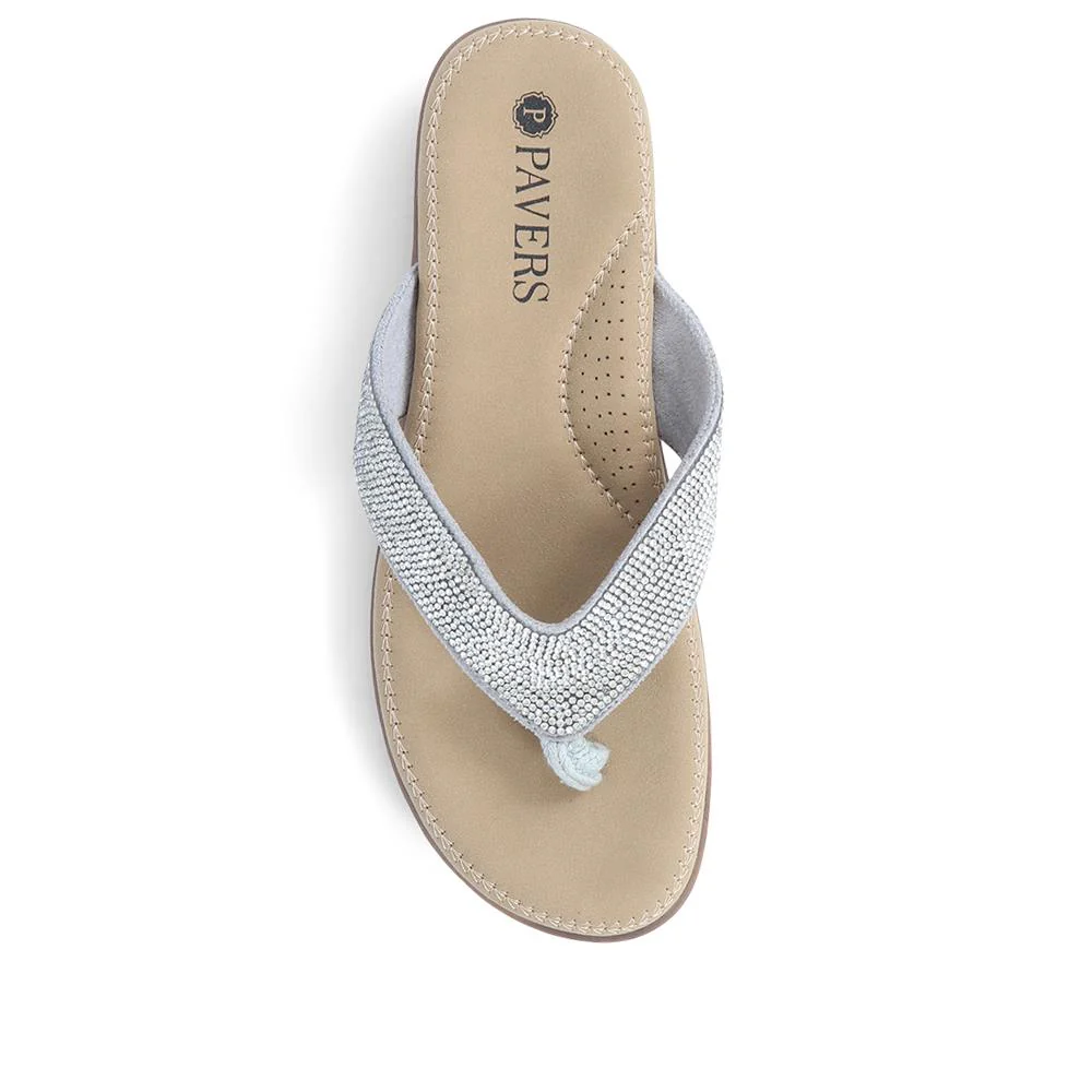 Embellished Toe Post Sandals - BAIZH39079 / 325 558 - Silver - Image 6