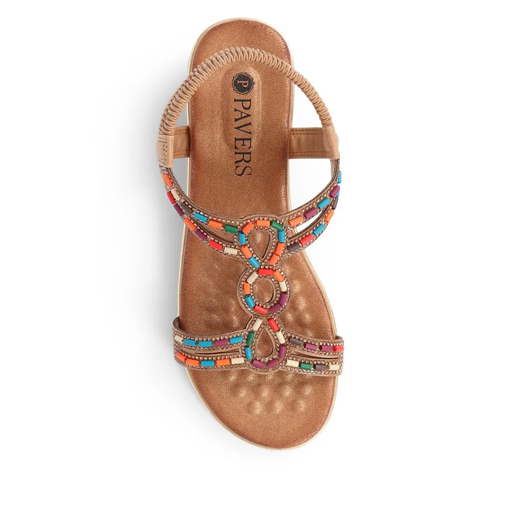 Embellished Wedge Sandals - BAIZH39071 / 325 102 - Camel - Image 5