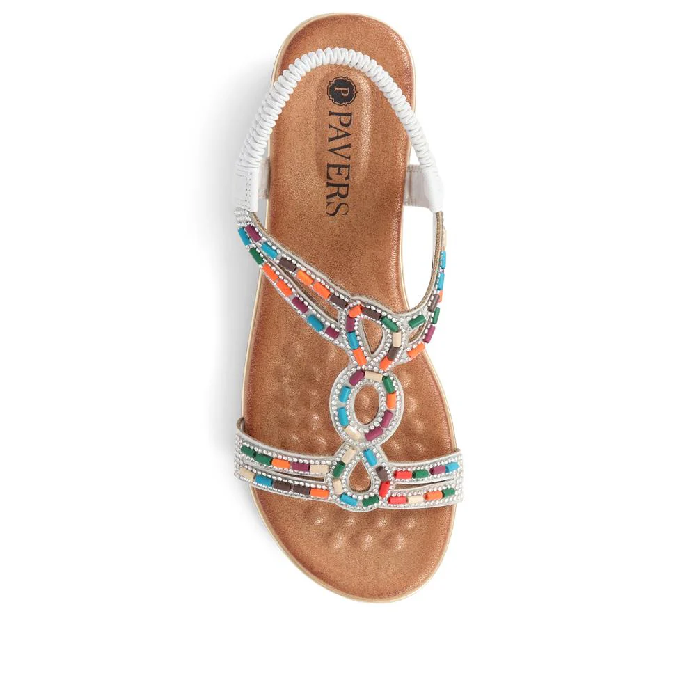 Embellished Wedge Sandals - BAIZH39071 / 325 102 - White - Image 5