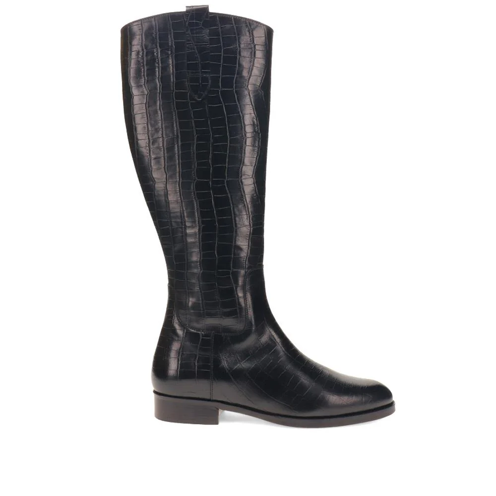 Emelia Medium Calf Fit Leather Boots - EMELIAM / 326 210 - Black Croc - Image 2
