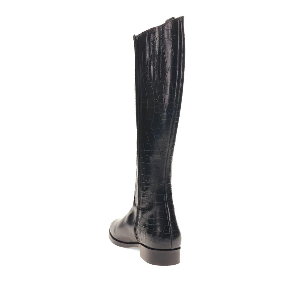 Emelia Medium Calf Fit Leather Boots - EMELIAM / 326 210 - Black Croc - Image 3