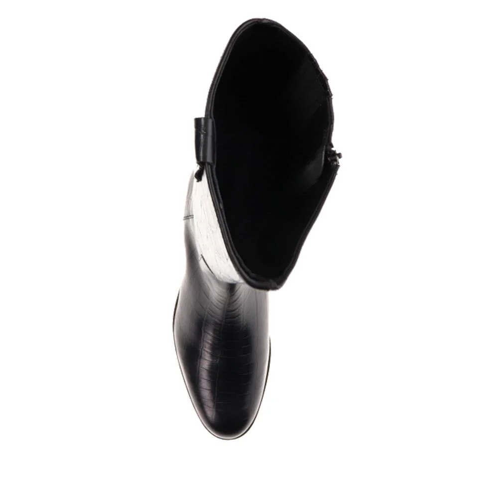 Emelia Medium Calf Fit Leather Boots - EMELIAM / 326 210 - Black Croc - Image 5