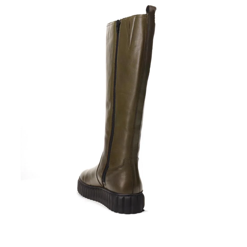 Erith Leather Long Boots - ERITH / 326 179 - Olive - Image 3