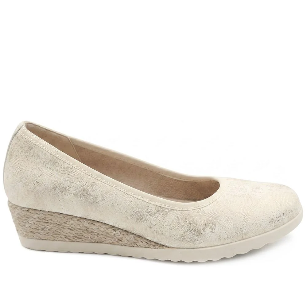 Espadrille Trim Wedge Pumps - WBINS43008 / 329 175 - Soft Gold - Image 3