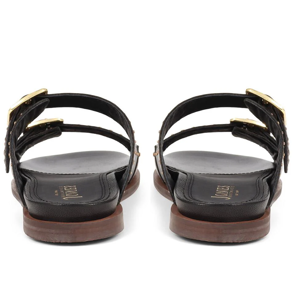 Eugenia Double Buckle Mules - EUGENIA / 323 391 - Black - Image 3