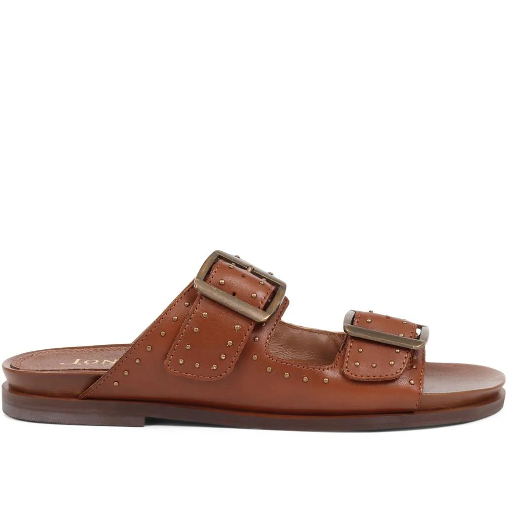 Eugenia Double Buckle Mules - EUGENIA / 323 391 - Tan - Image 2