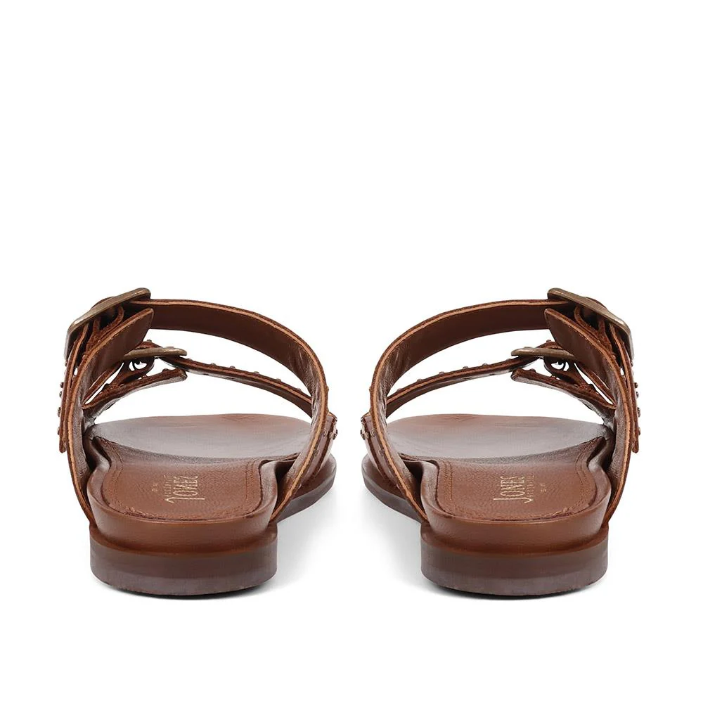 Eugenia Double Buckle Mules - EUGENIA / 323 391 - Tan - Image 3