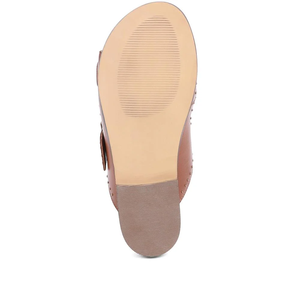 Eugenia Double Buckle Mules - EUGENIA / 323 391 - Tan - Image 5