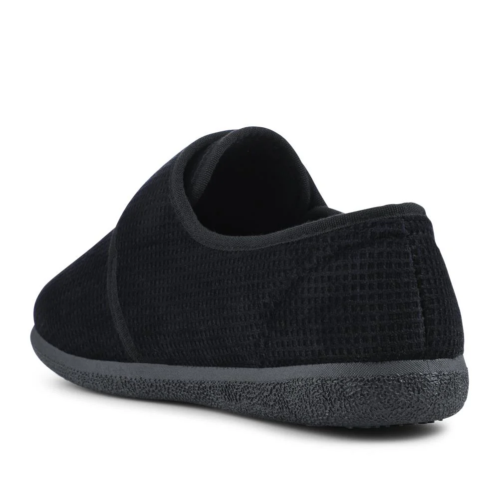 EasyFit Extra Wide Adjustable Fit Slippers - MALCOLM / 328 329 - Black - Image 3