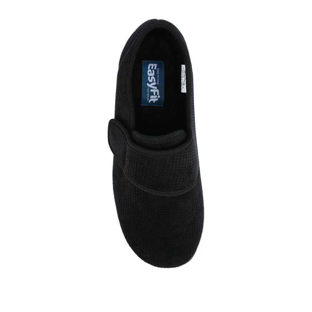 EasyFit Extra Wide Adjustable Fit Slippers - MALCOLM / 328 329 - Black - Image 4