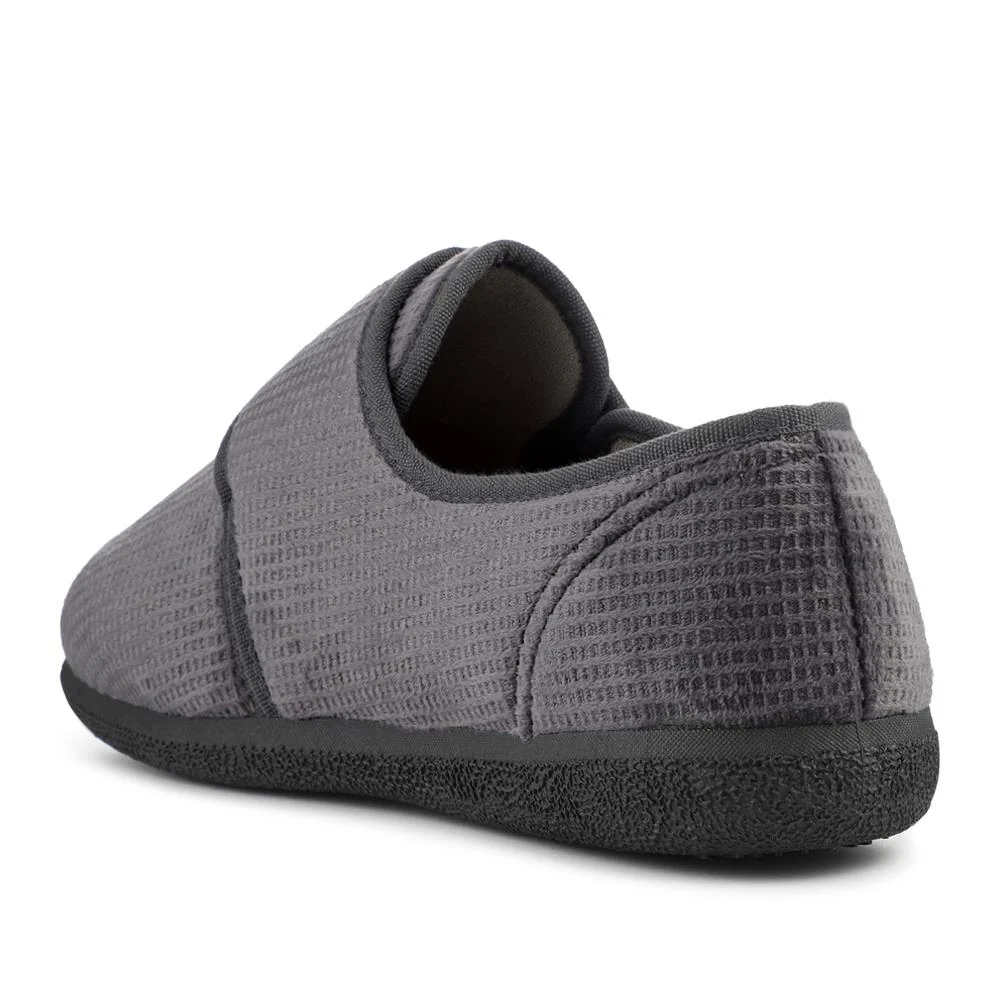 EasyFit Extra Wide Adjustable Fit Slippers - MALCOLM / 328 329 - Grey - Image 3