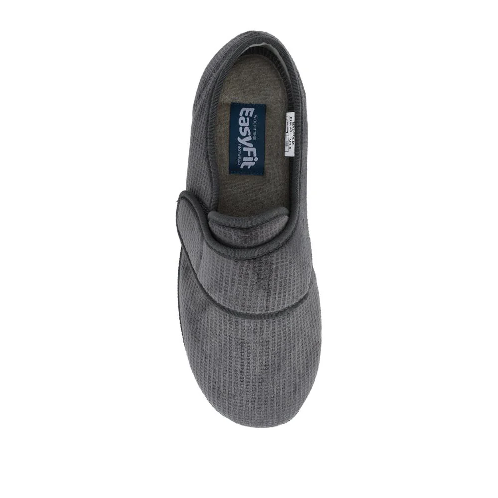 EasyFit Extra Wide Adjustable Fit Slippers - MALCOLM / 328 329 - Grey - Image 4