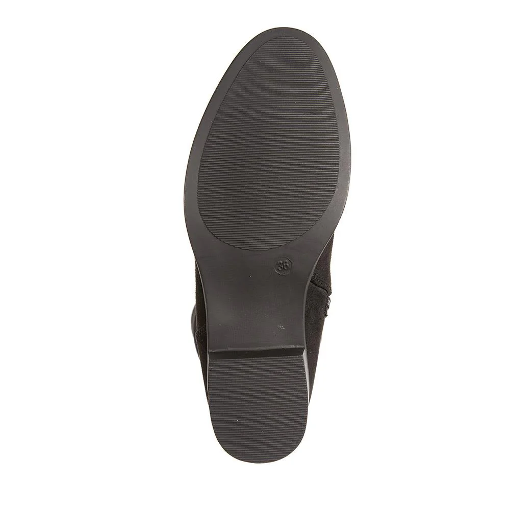 Stretch Back Buckle Detail Long Boots - WOIL40031 / 326 110 - Black - Image 4