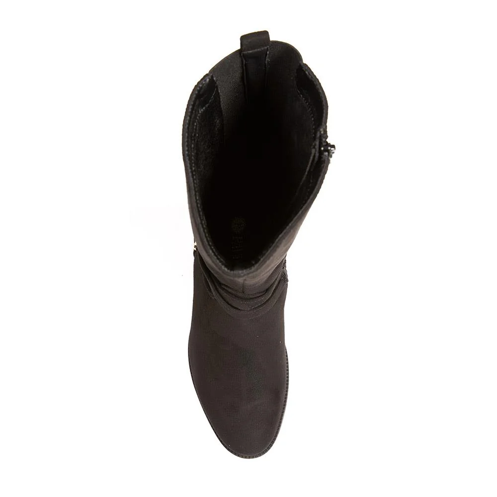 Stretch Back Buckle Detail Long Boots - WOIL40031 / 326 110 - Black - Image 5