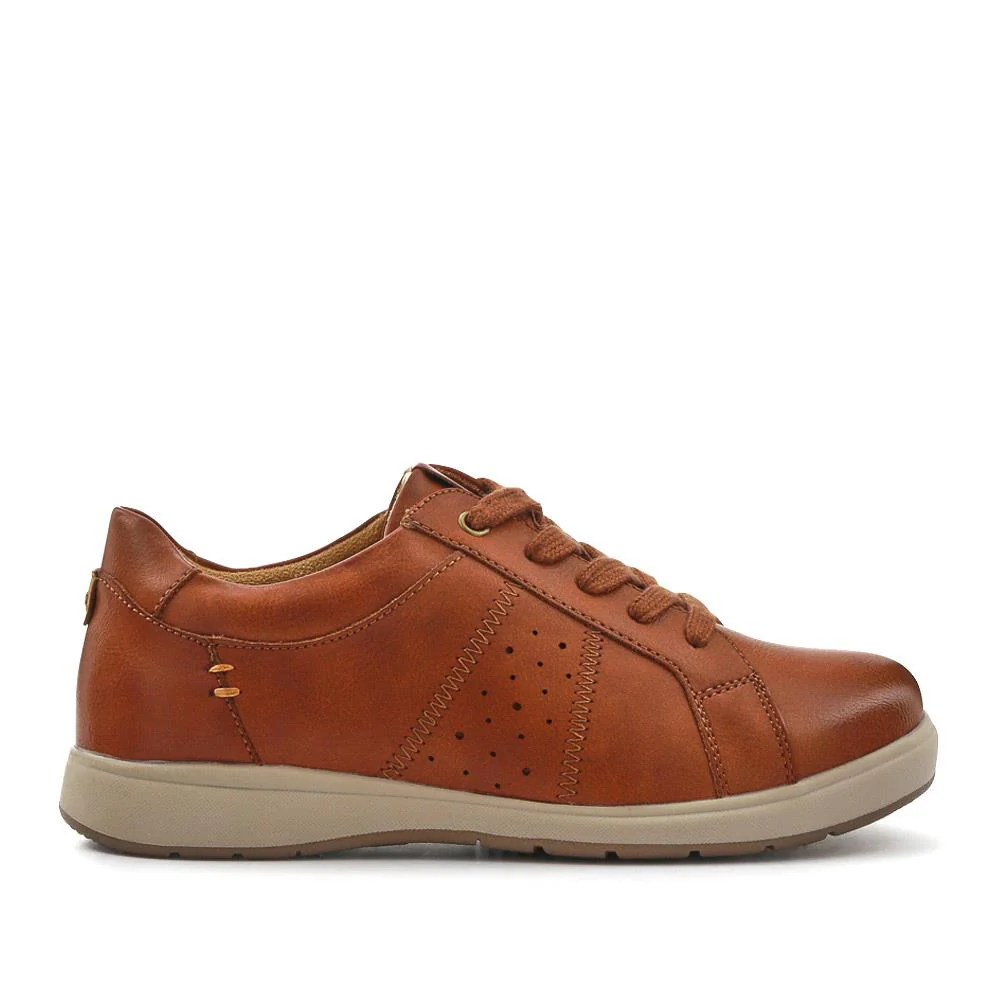 Extra-Wide Casual Lace-Up Shoes - BEANKA / 327 154 - Brown - Image 2