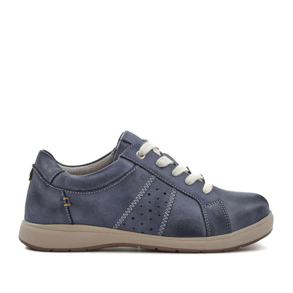 Extra-Wide Casual Lace-Up Shoes - BEANKA / 327 154 - Denim - Image 2