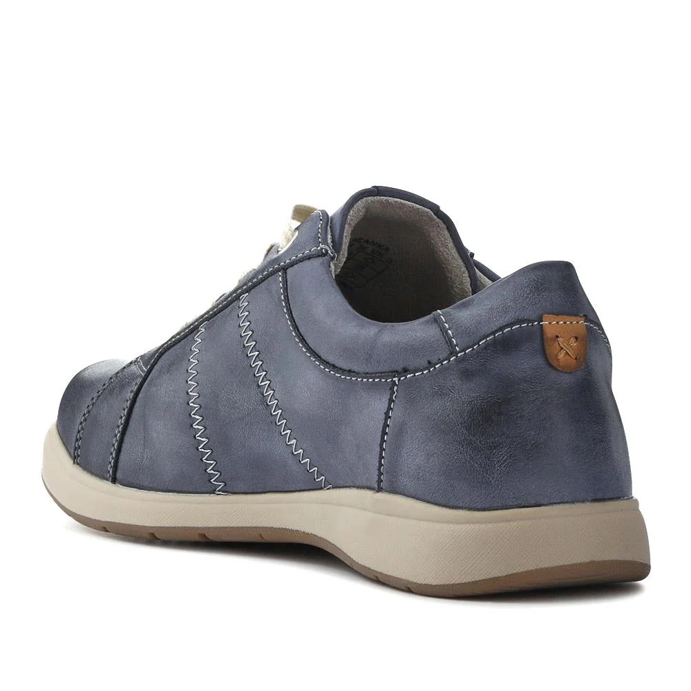 Extra-Wide Casual Lace-Up Shoes - BEANKA / 327 154 - Denim - Image 3